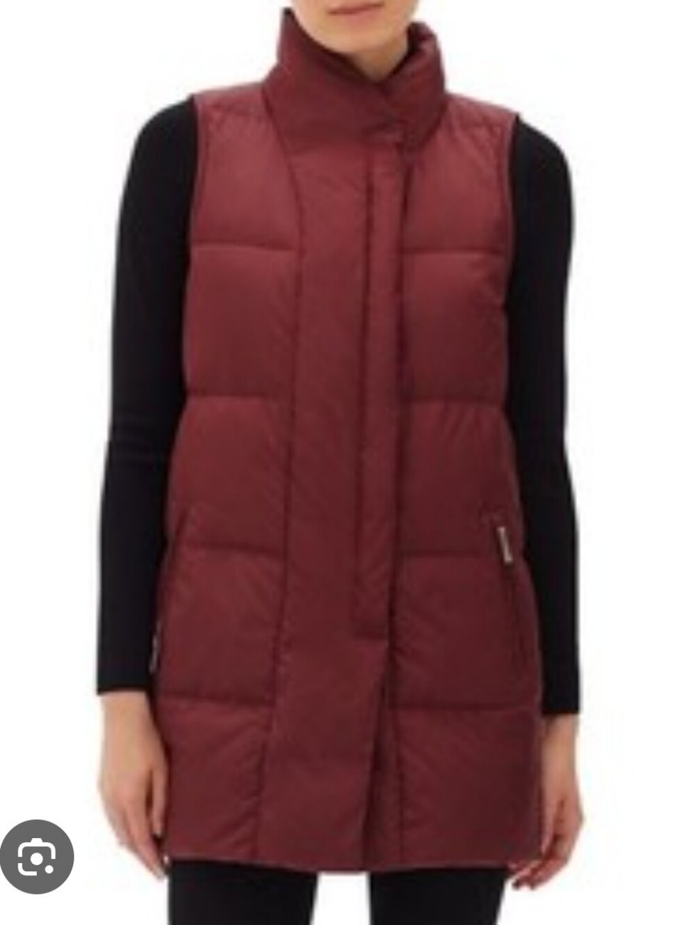Lafayette 148 Adora Alpine Burgundy Quilted Puffer Goose Down Vest Medium